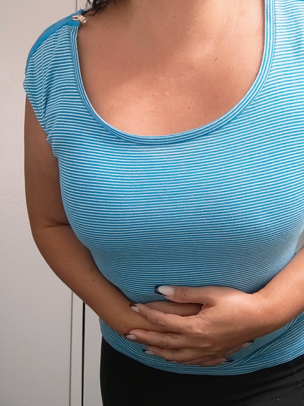 Ann Taylor Light Blue & White Striped Tank Top